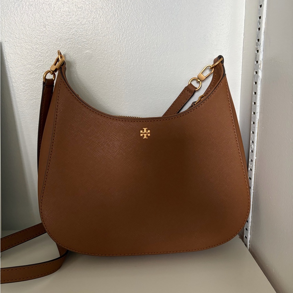 Tory Burch Brown Saffiano-Style Shoulder Crossbody
